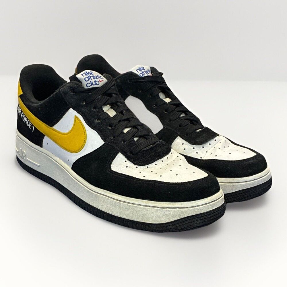 Nike Air Force 1 '07 LV8 Athletic Club Black White Yellow DH7568-002 Size 9